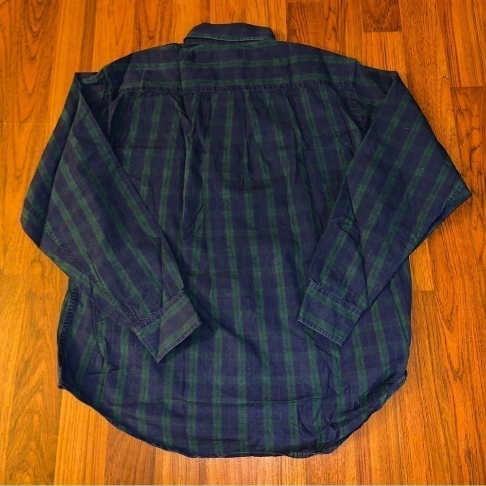 Ralph Lauren Youth Blue/Green Plaid Collared Button Down Shirt Size Medium